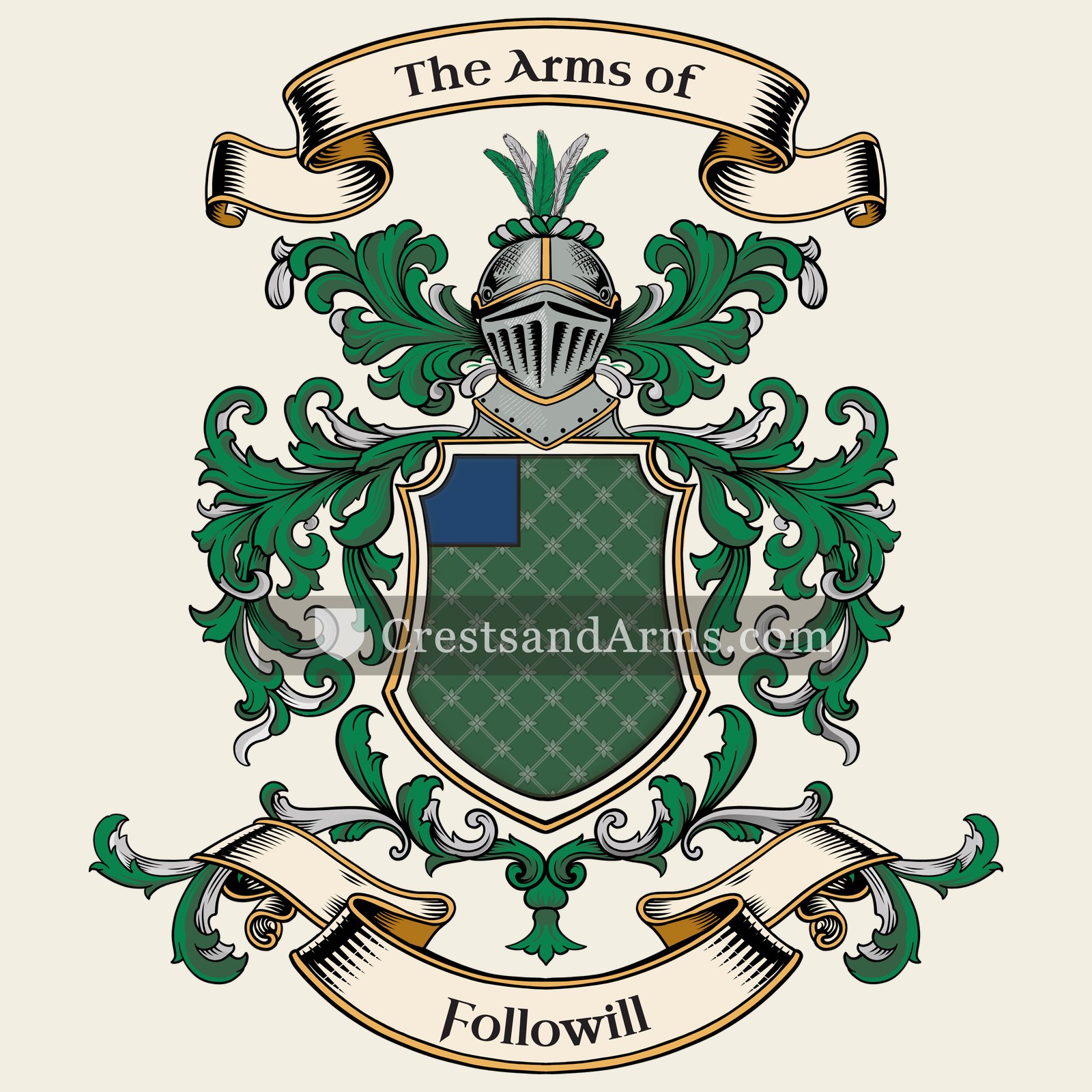 The Followill coat of arms, drawn from the recorded blazon