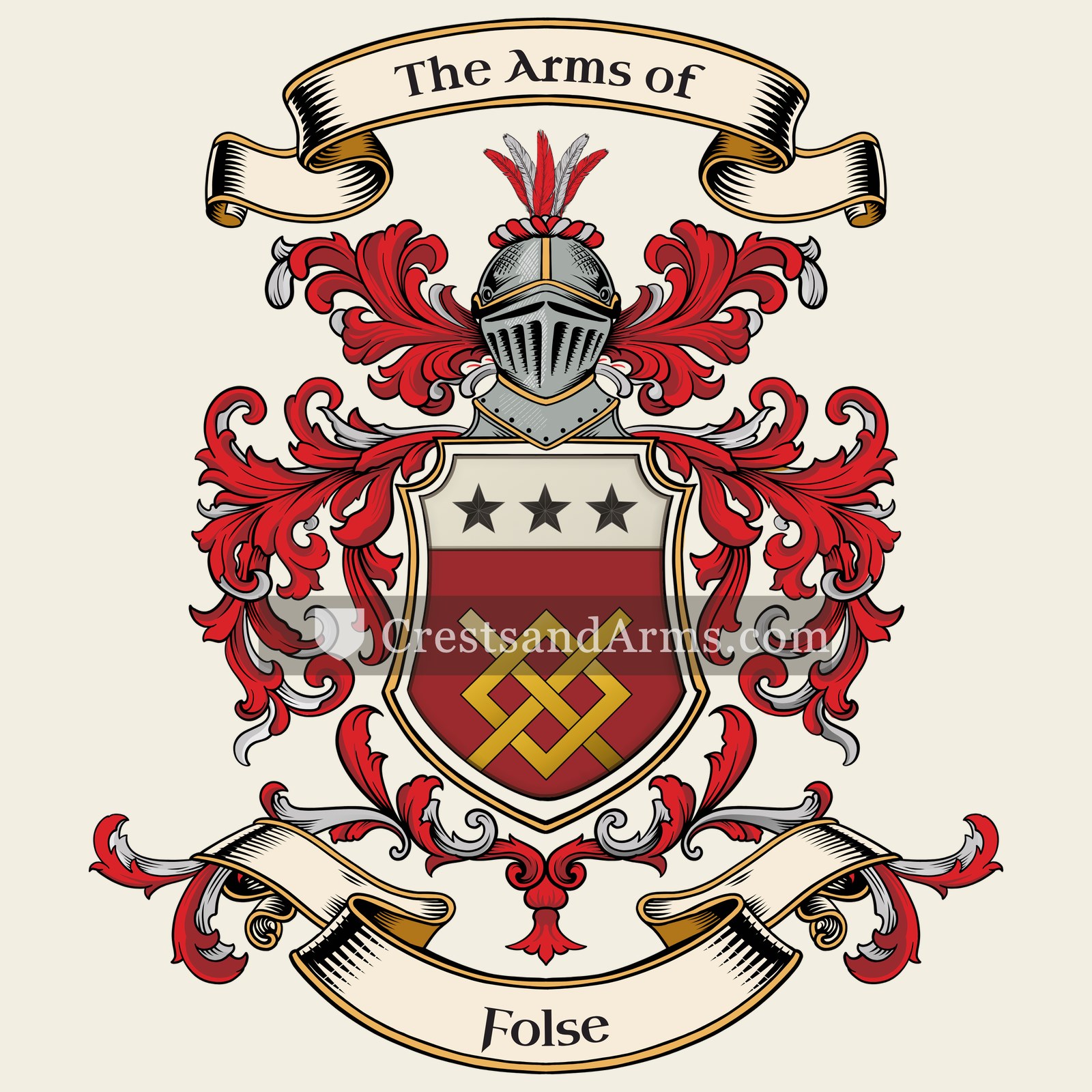 The Folse coat of arms, drawn from the recorded blazon