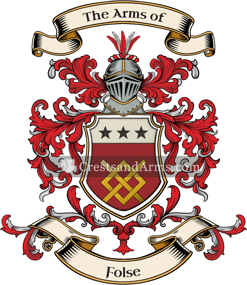 The Folse coat of arms, drawn from the recorded blazon