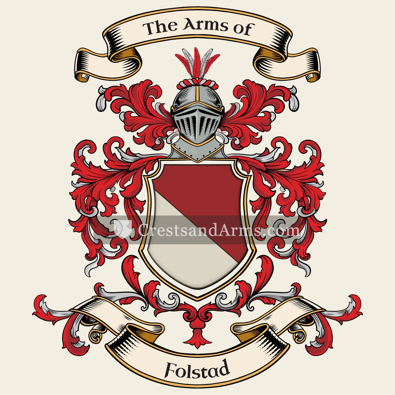 The Folstad coat of arms, drawn from the recorded blazon