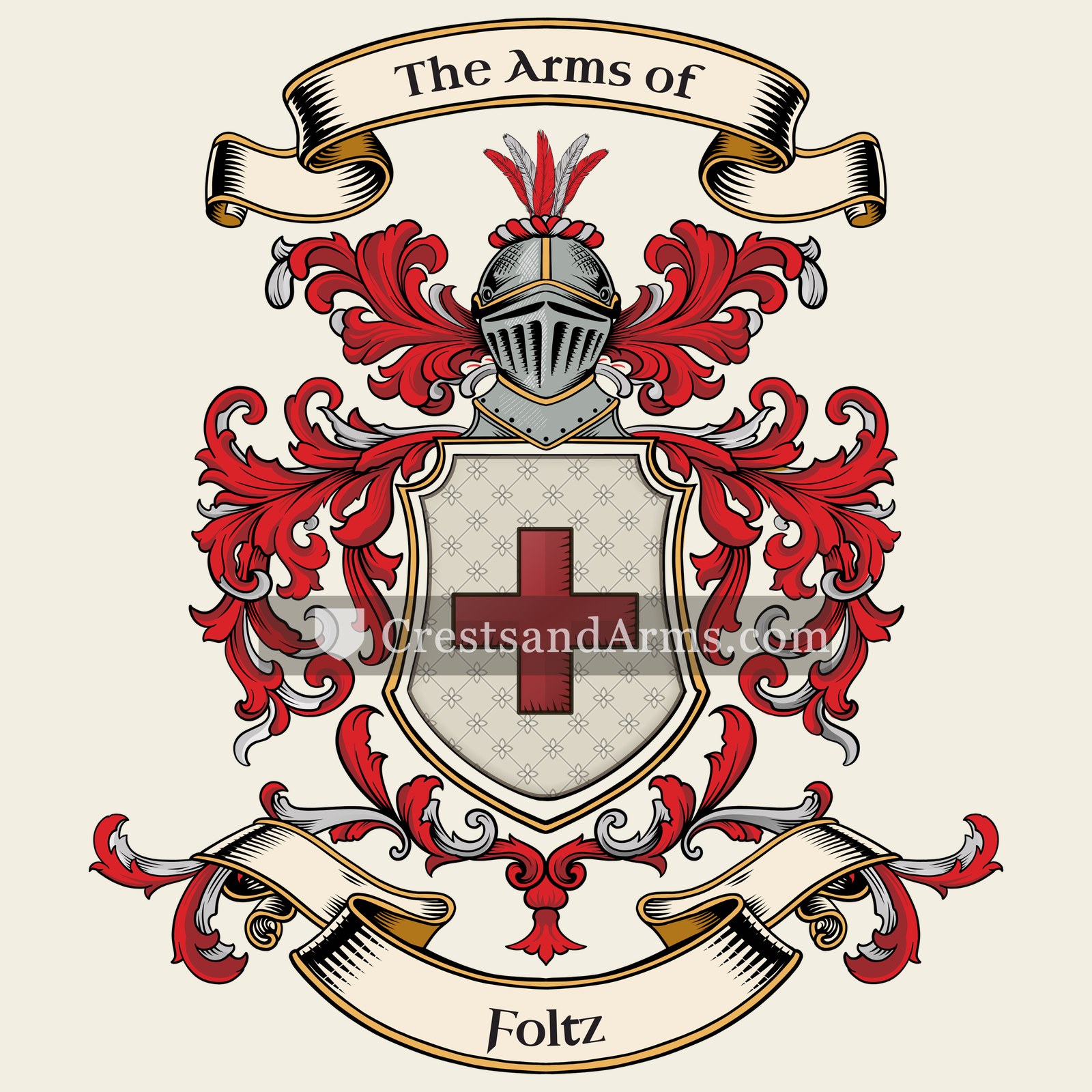 The Foltz coat of arms, drawn from the recorded blazon