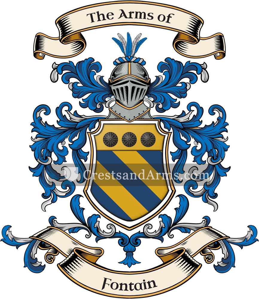 The Fontain coat of arms, drawn from the recorded blazon