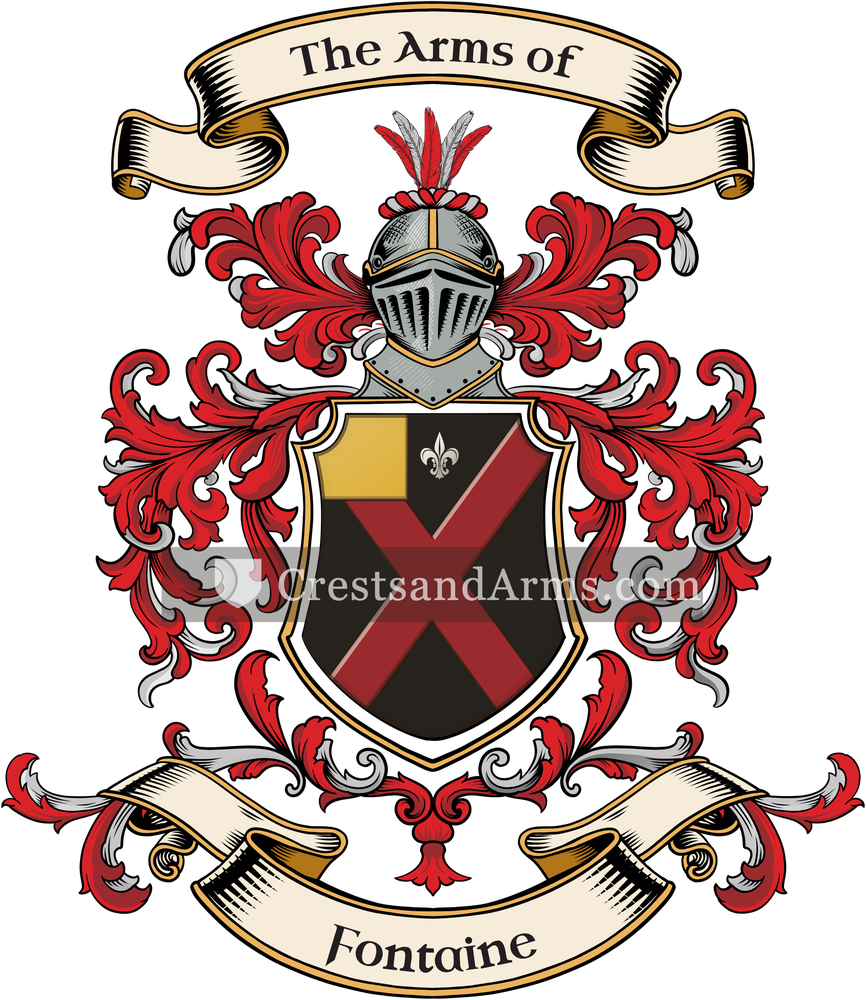 The Fontaine coat of arms, drawn from the recorded blazon
