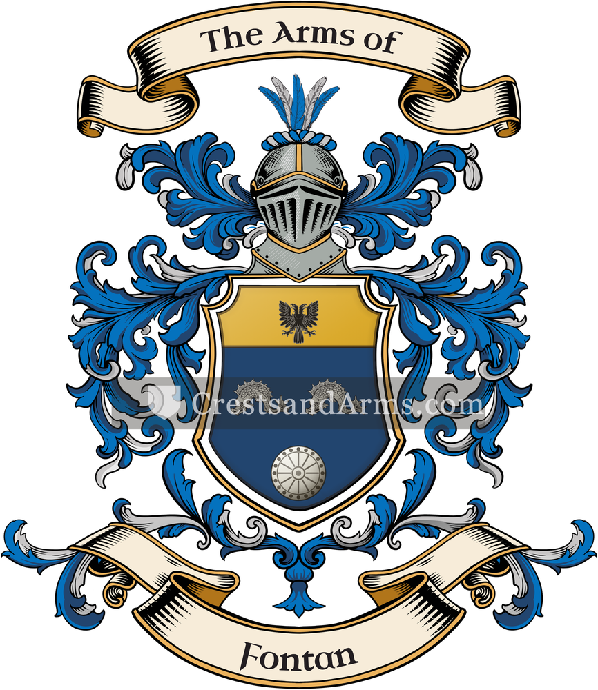The Fontan coat of arms, drawn from the recorded blazon