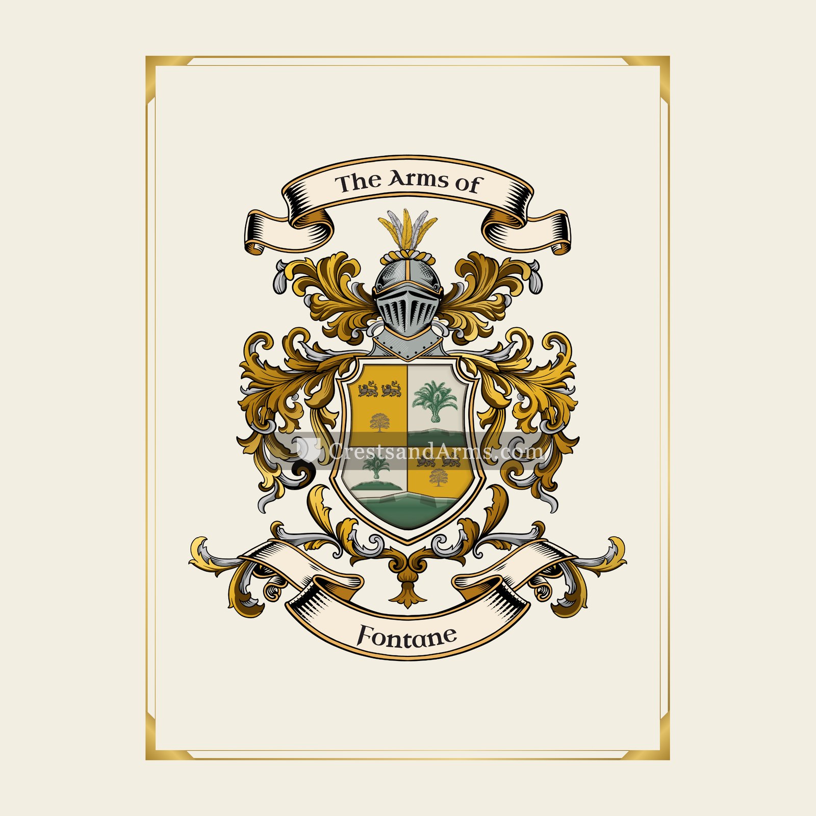 With gold border