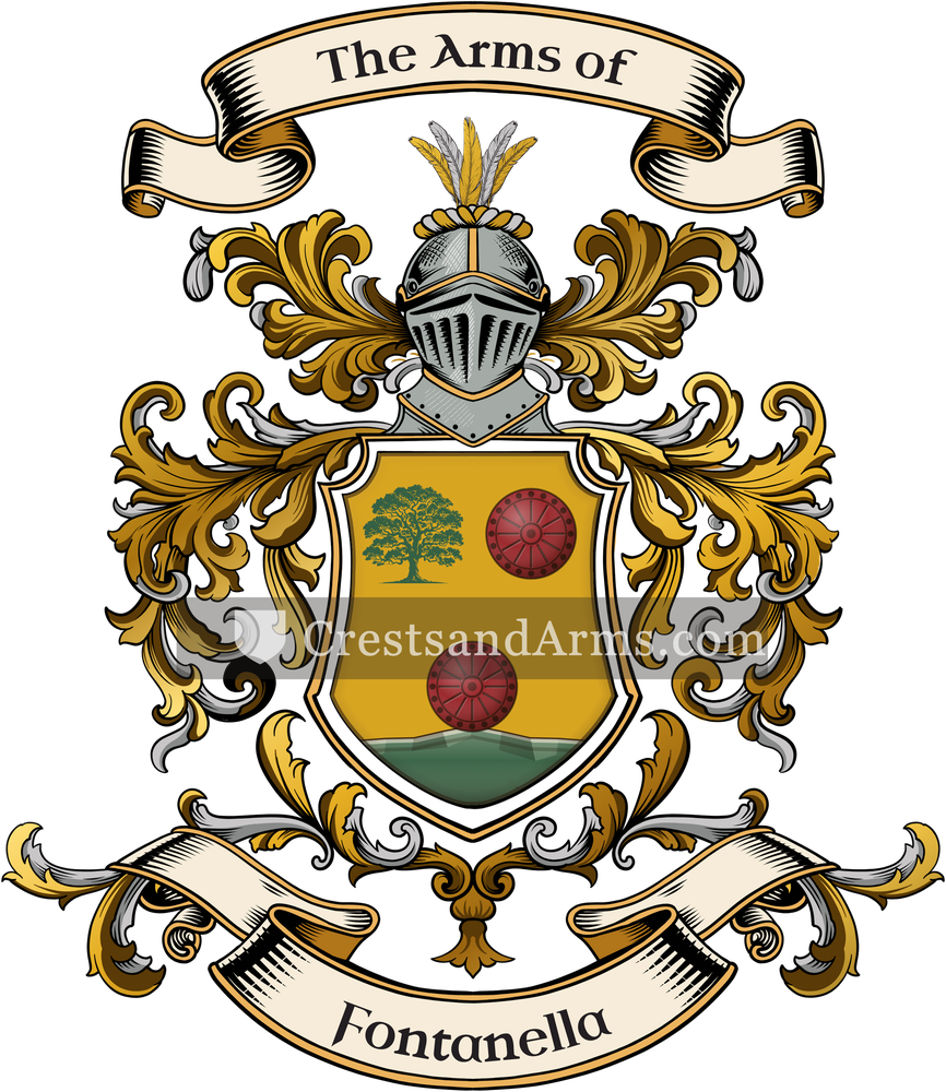 The Fontanella coat of arms, drawn from the recorded blazon