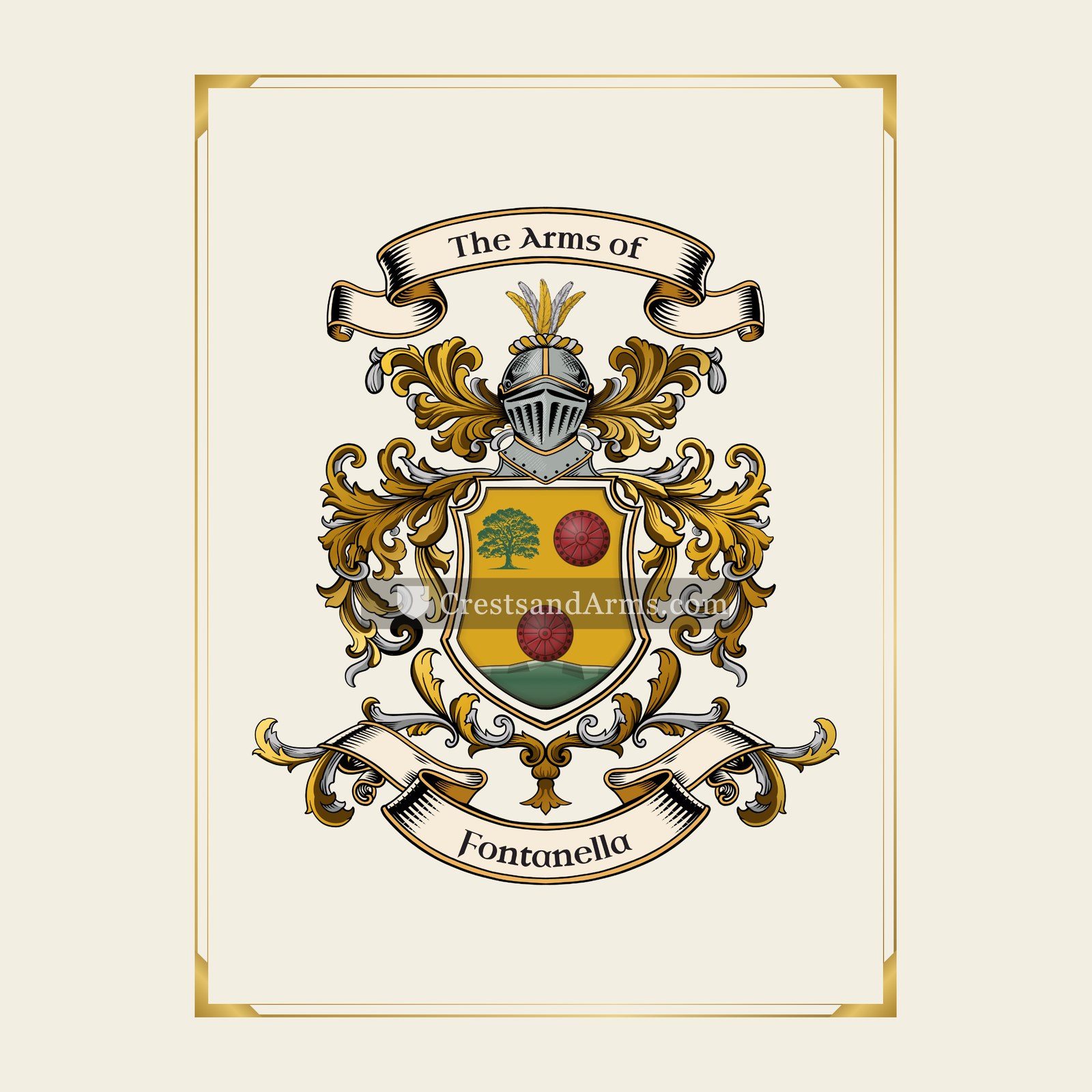With gold border