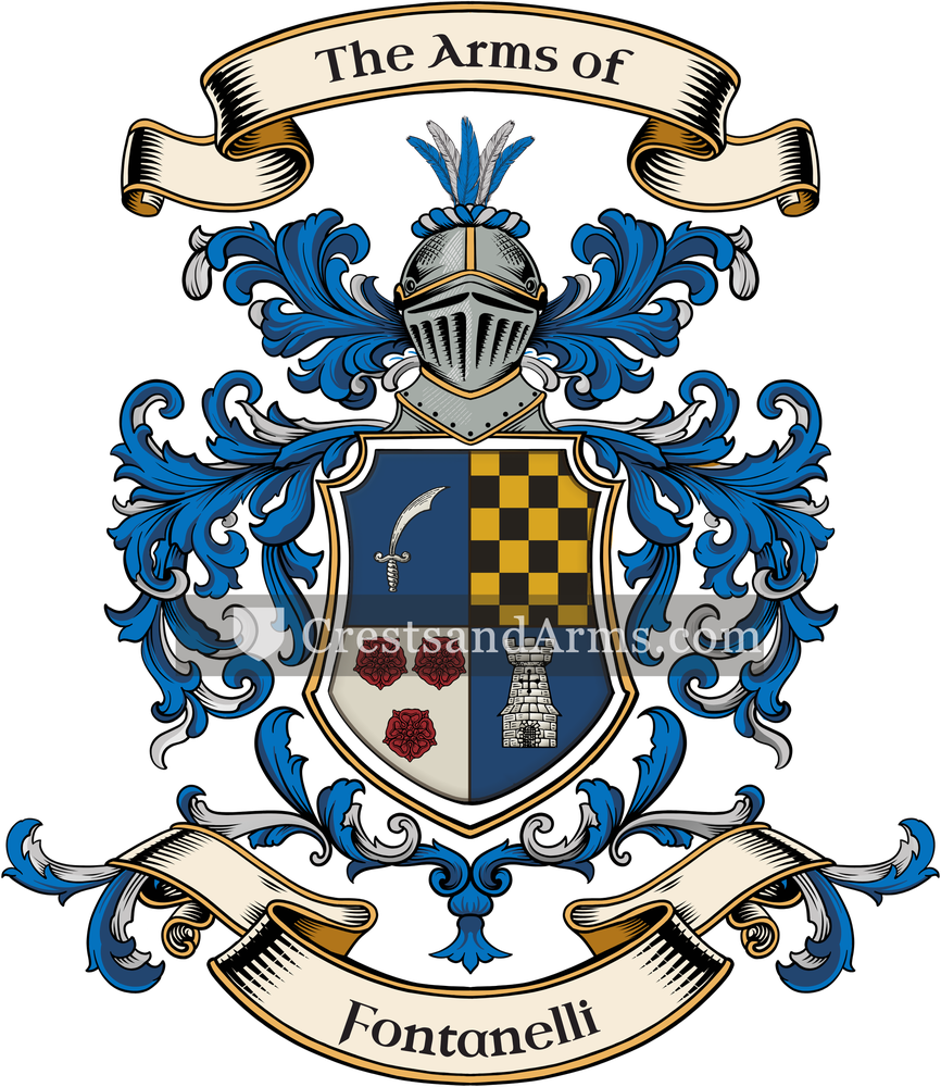 The Fontanelli coat of arms, drawn from the recorded blazon