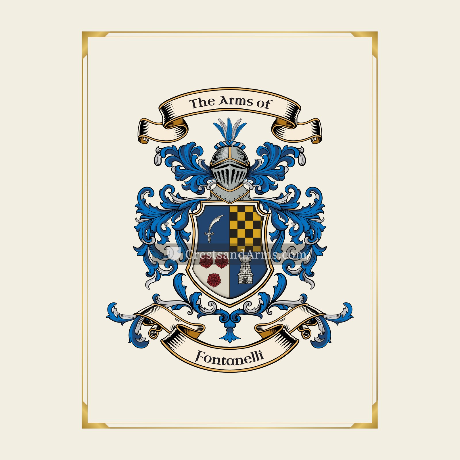 With gold border