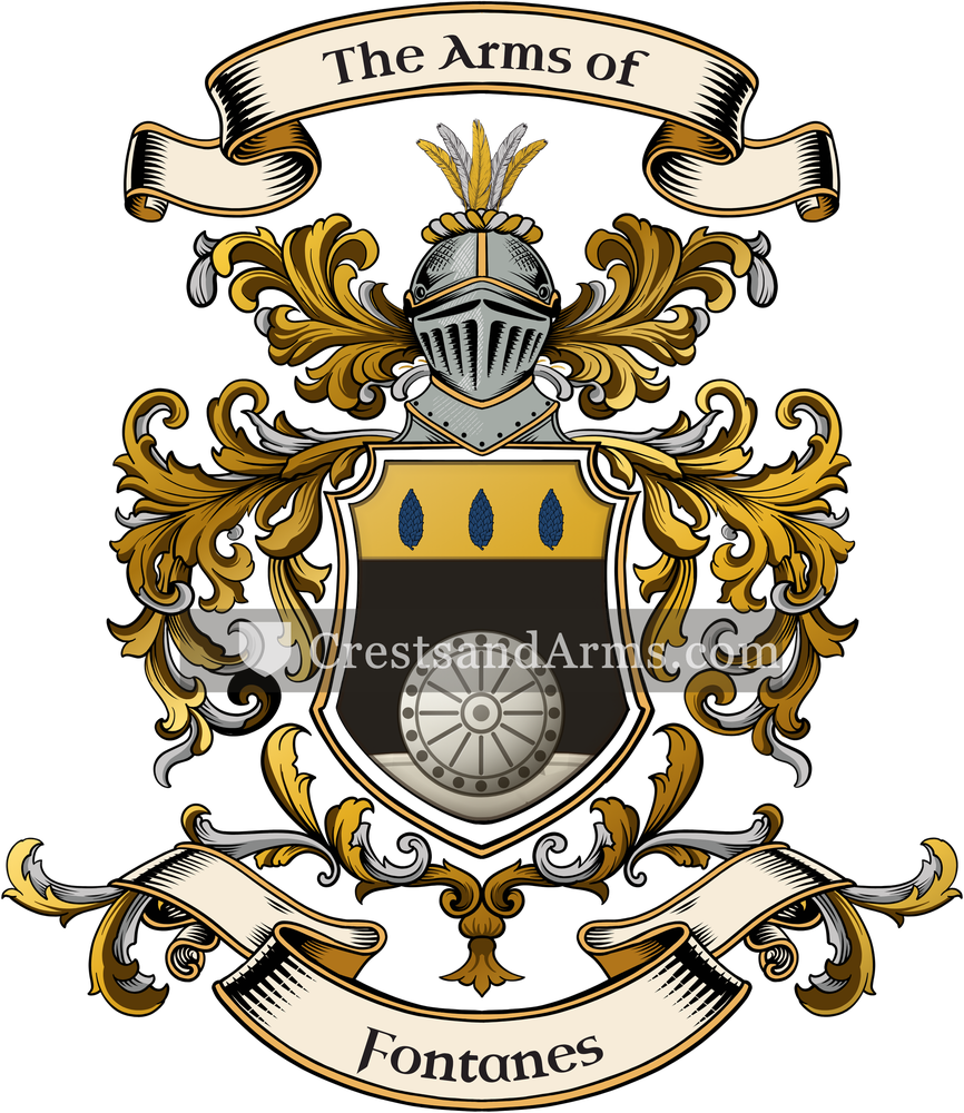 The Fontanes coat of arms, drawn from the recorded blazon
