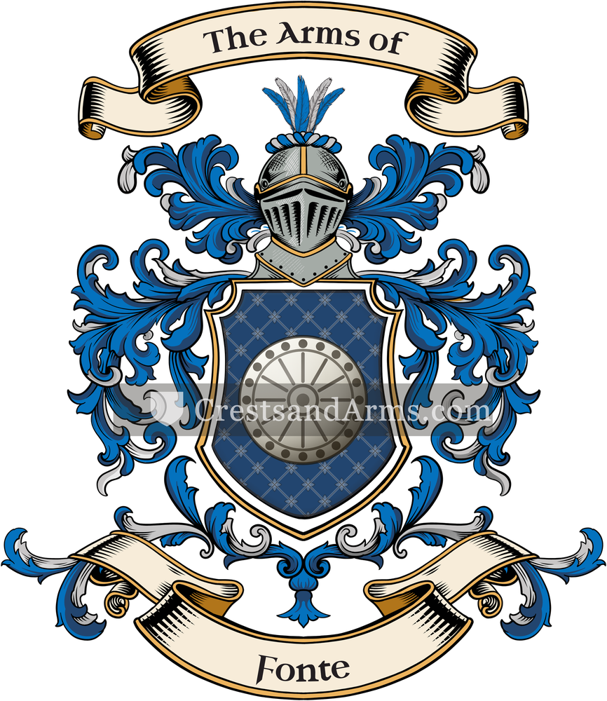 The Fonte coat of arms, drawn from the recorded blazon