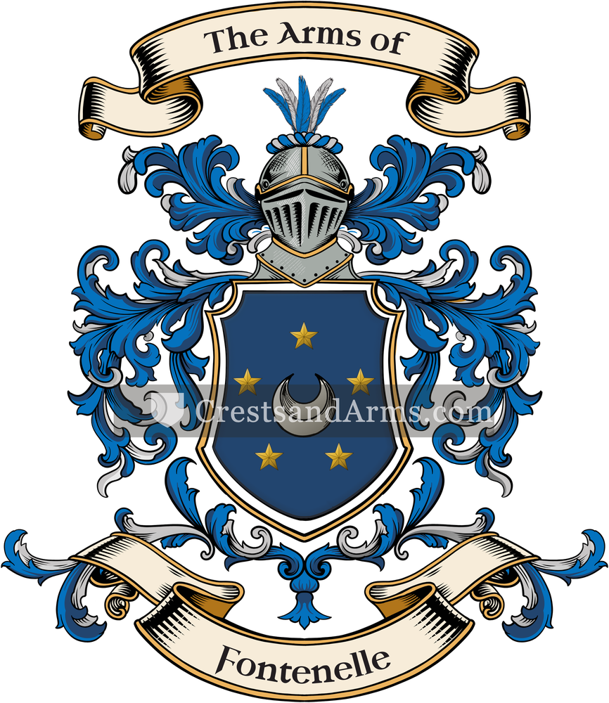 The Fontenelle coat of arms, drawn from the recorded blazon