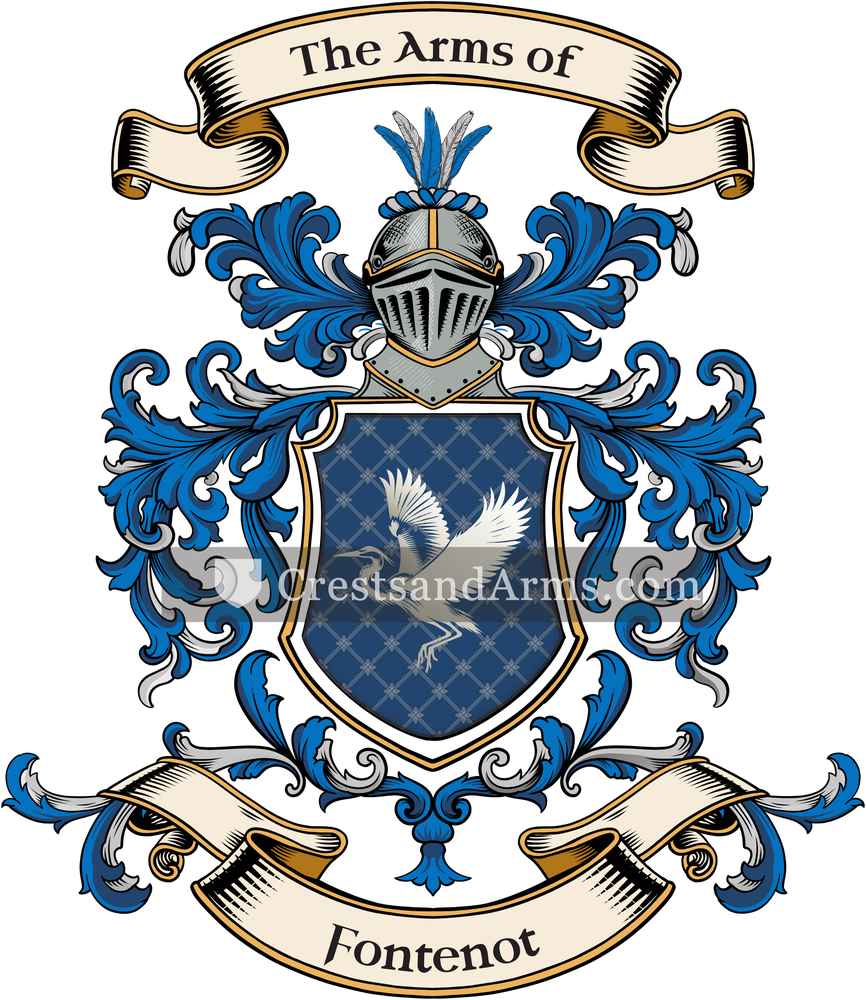 The Fontenot coat of arms, drawn from the recorded blazon