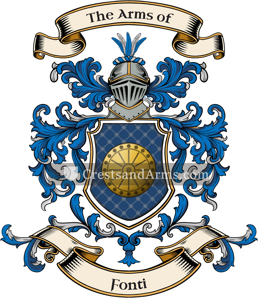 The Fonti coat of arms, drawn from the recorded blazon