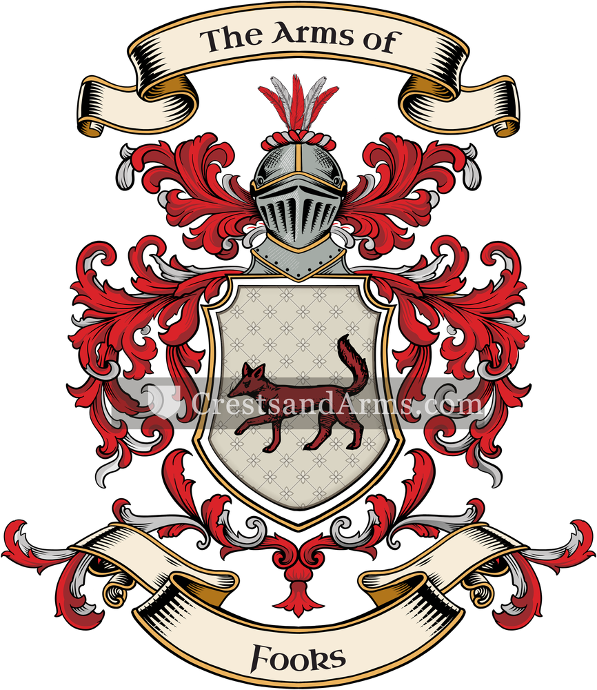 The Fooks coat of arms, drawn from the recorded blazon