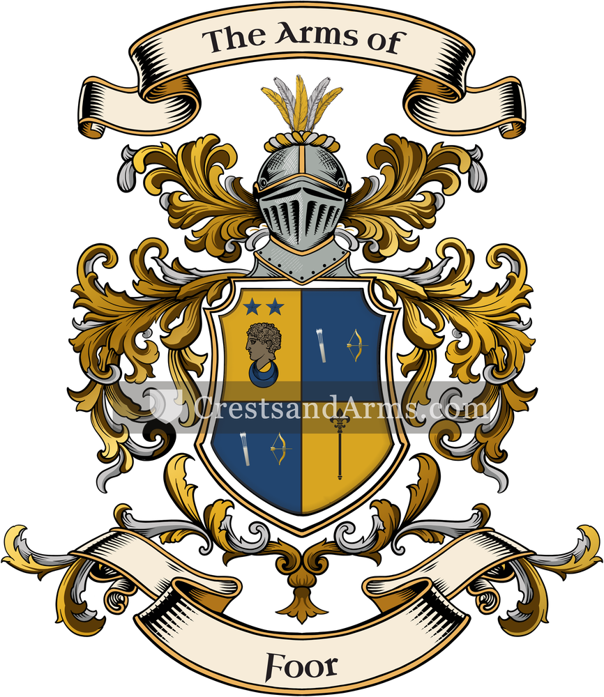 The Foor coat of arms, drawn from the recorded blazon