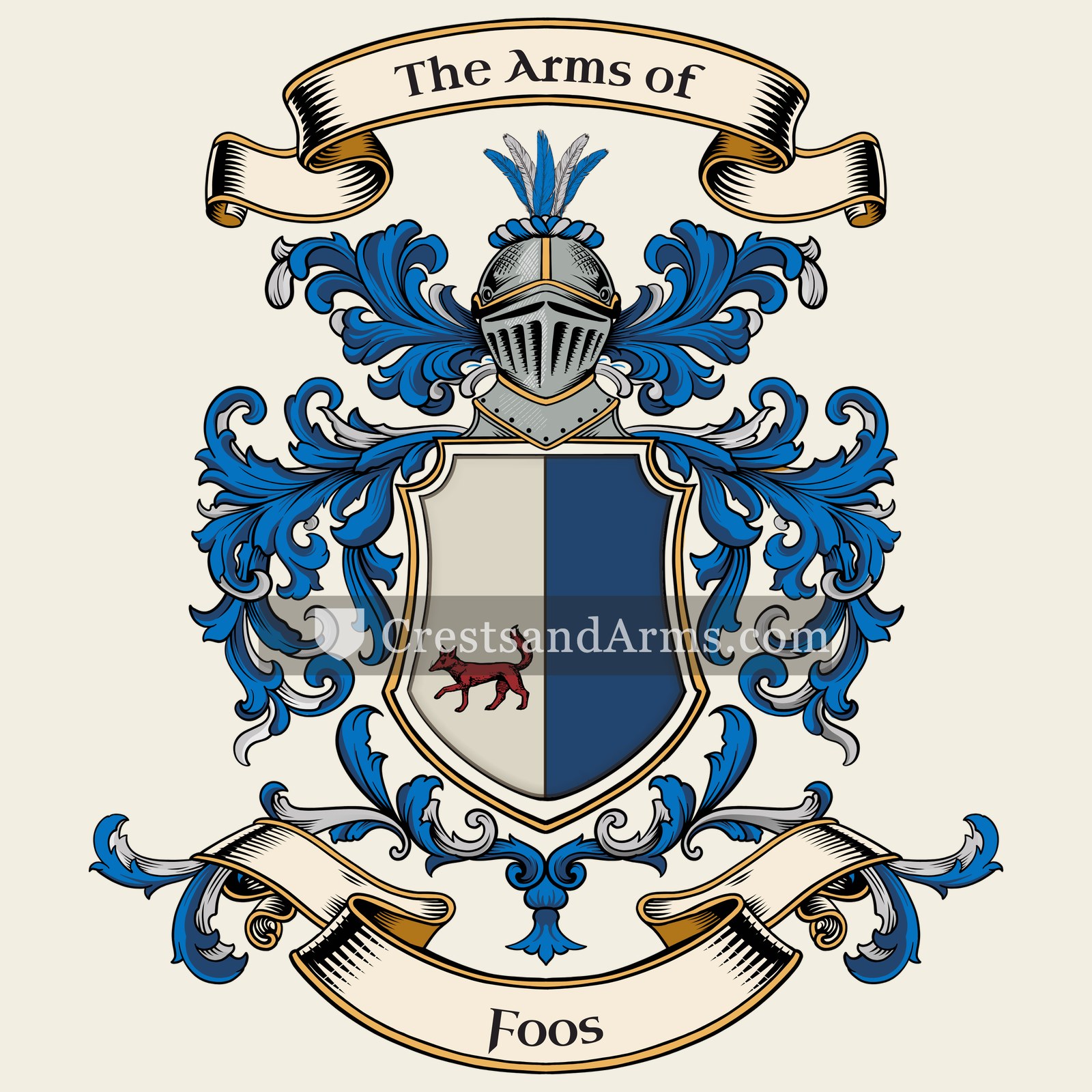The Foos coat of arms, drawn from the recorded blazon
