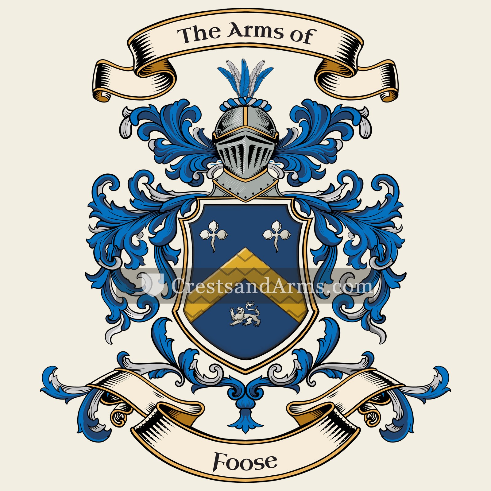 The Foose coat of arms, drawn from the recorded blazon