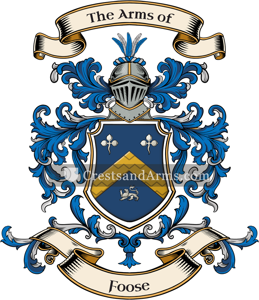 The Foose coat of arms, drawn from the recorded blazon