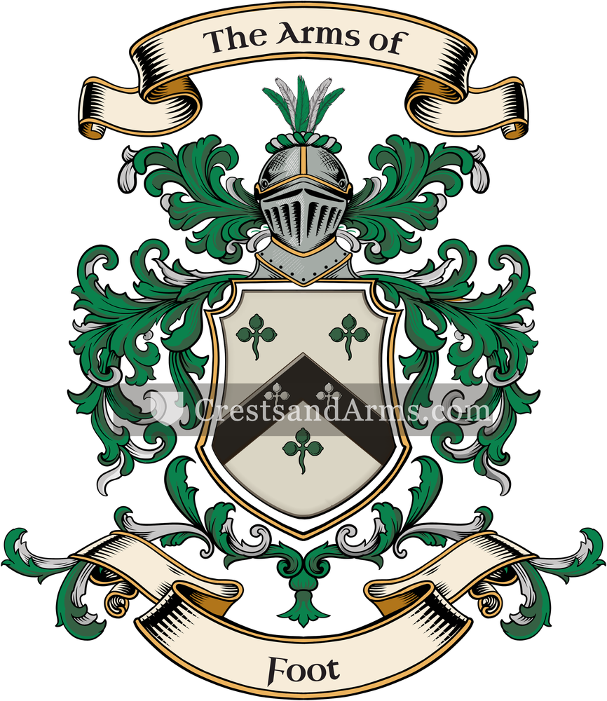 The Foot coat of arms, drawn from the recorded blazon