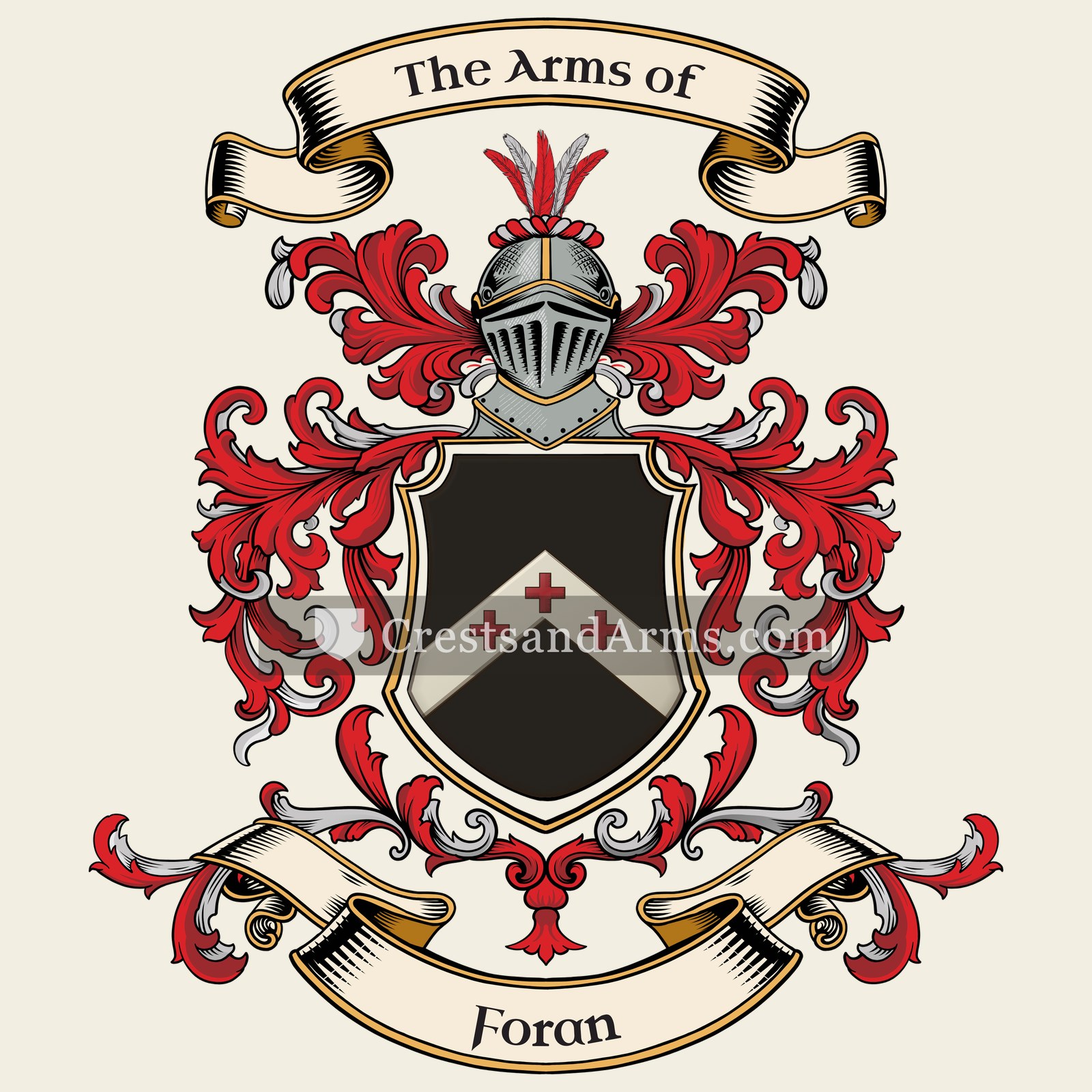 The Foran coat of arms, drawn from the recorded blazon