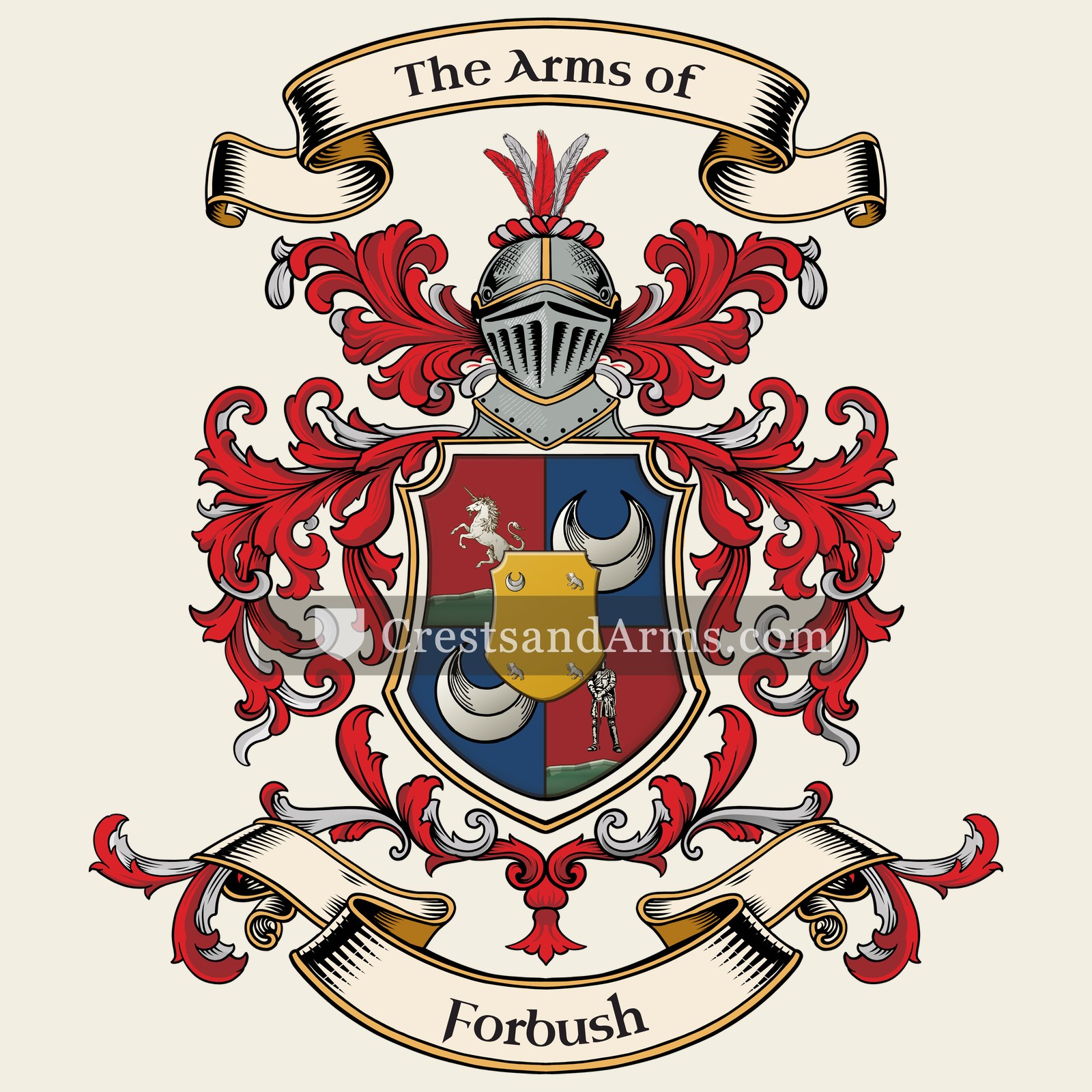 The Forbush coat of arms, drawn from the recorded blazon