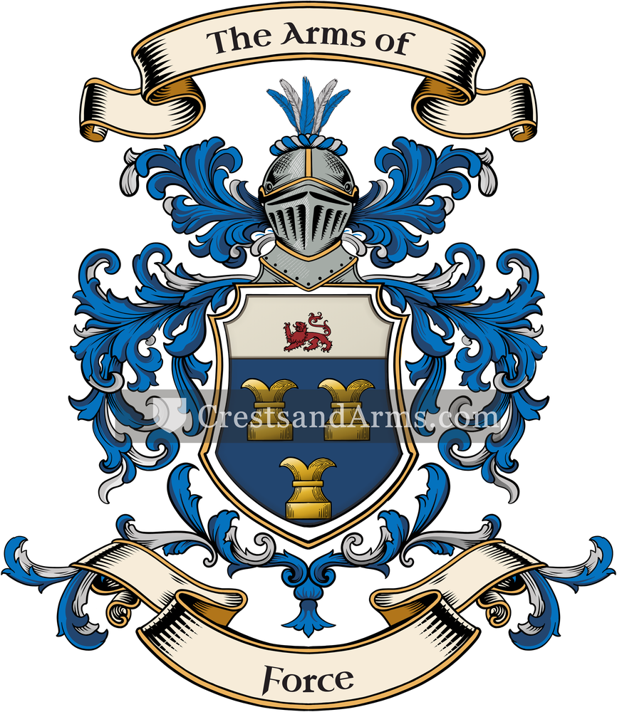 The Force coat of arms, drawn from the recorded blazon