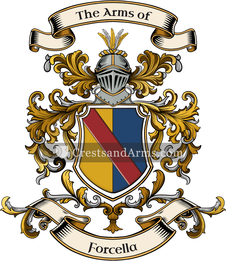 The Forcella coat of arms, drawn from the recorded blazon