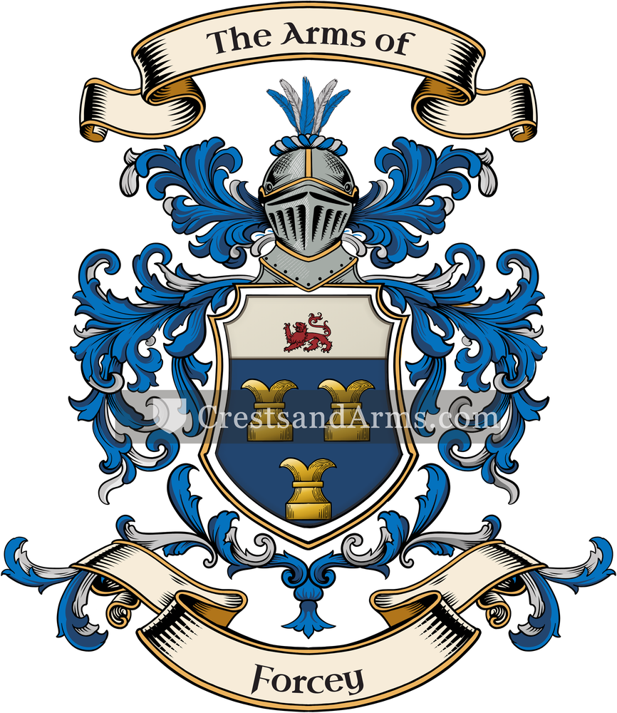The Forcey coat of arms, drawn from the recorded blazon