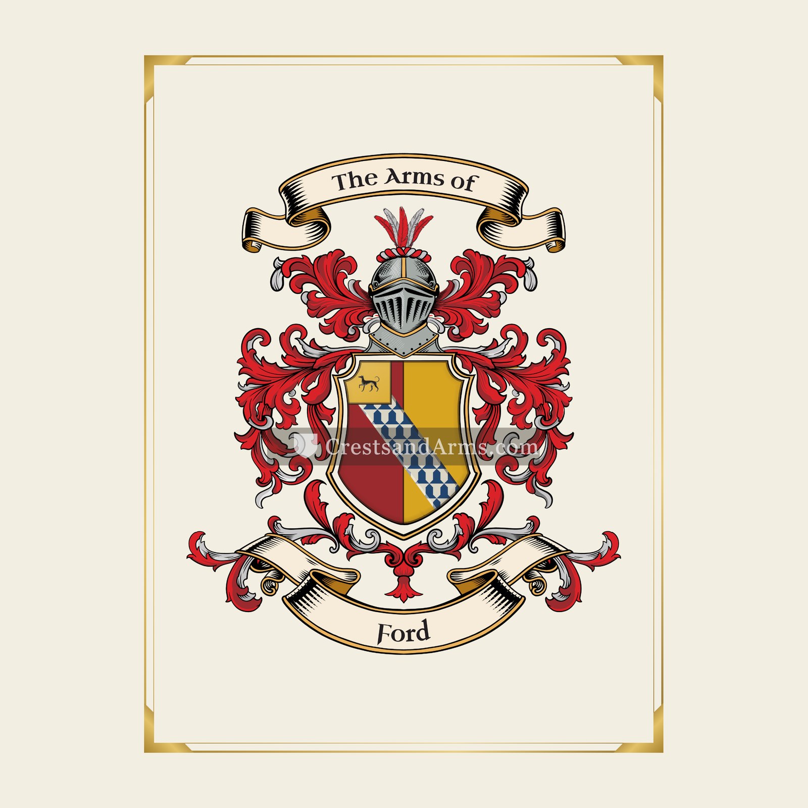 With gold border