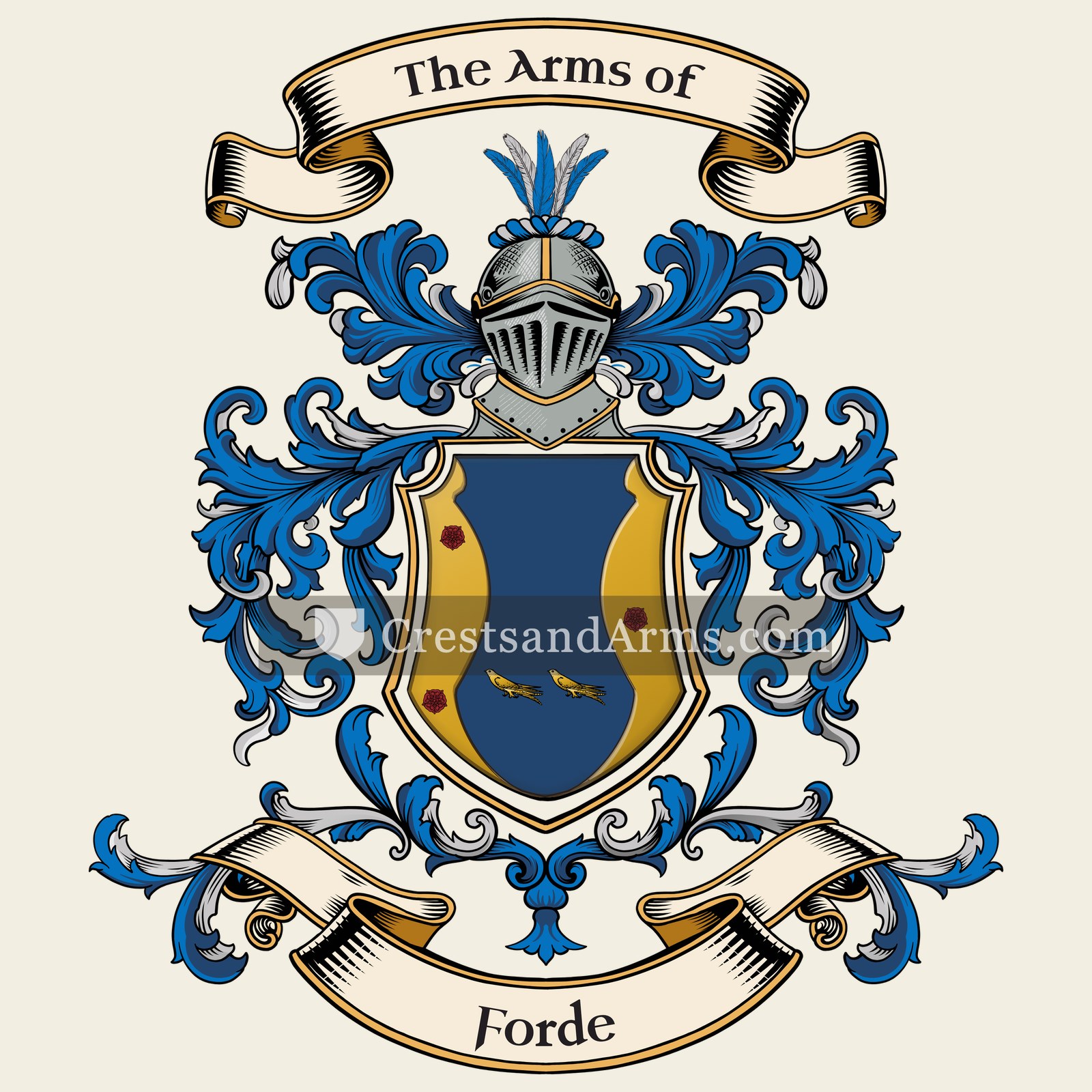 The Forde coat of arms, drawn from the recorded blazon