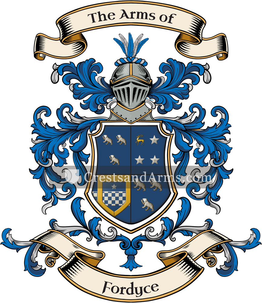 The Fordyce coat of arms, drawn from the recorded blazon