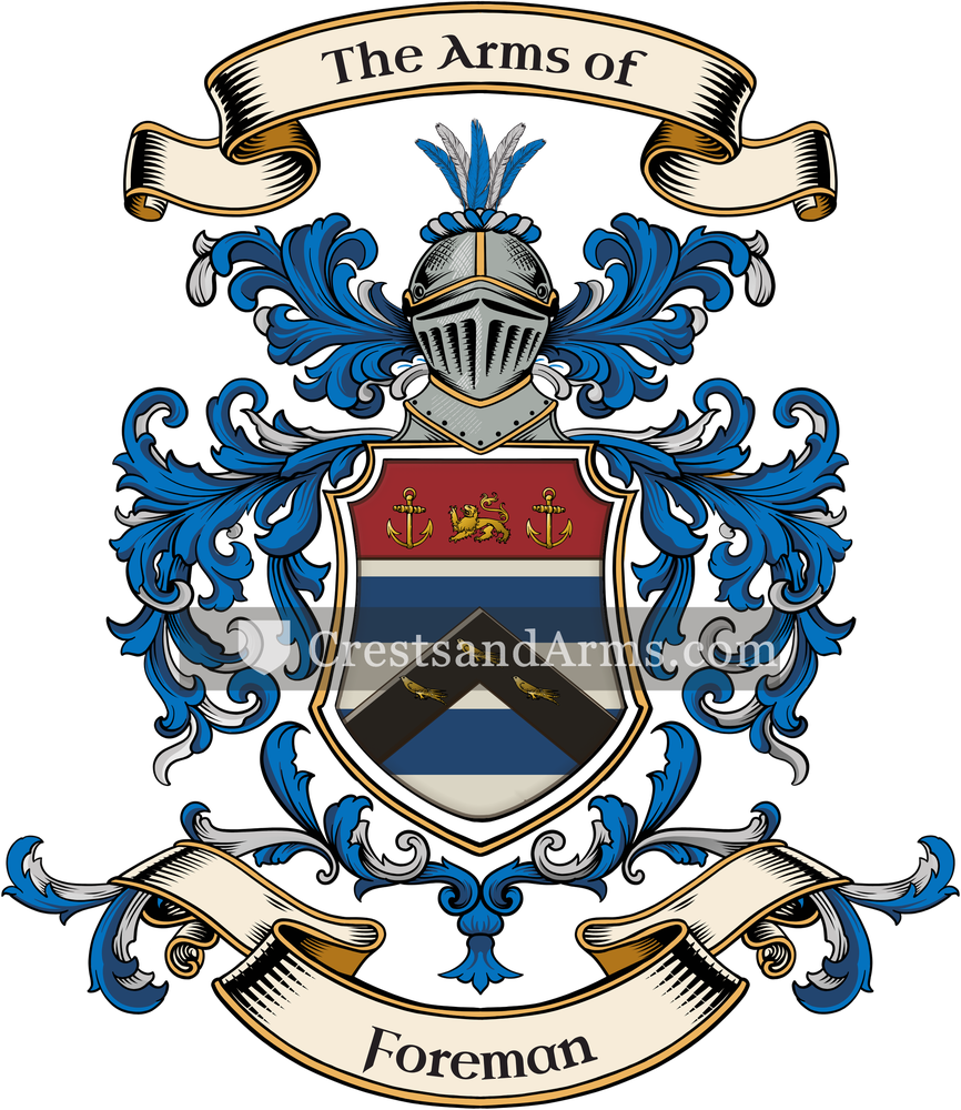 The Foreman coat of arms, drawn from the recorded blazon