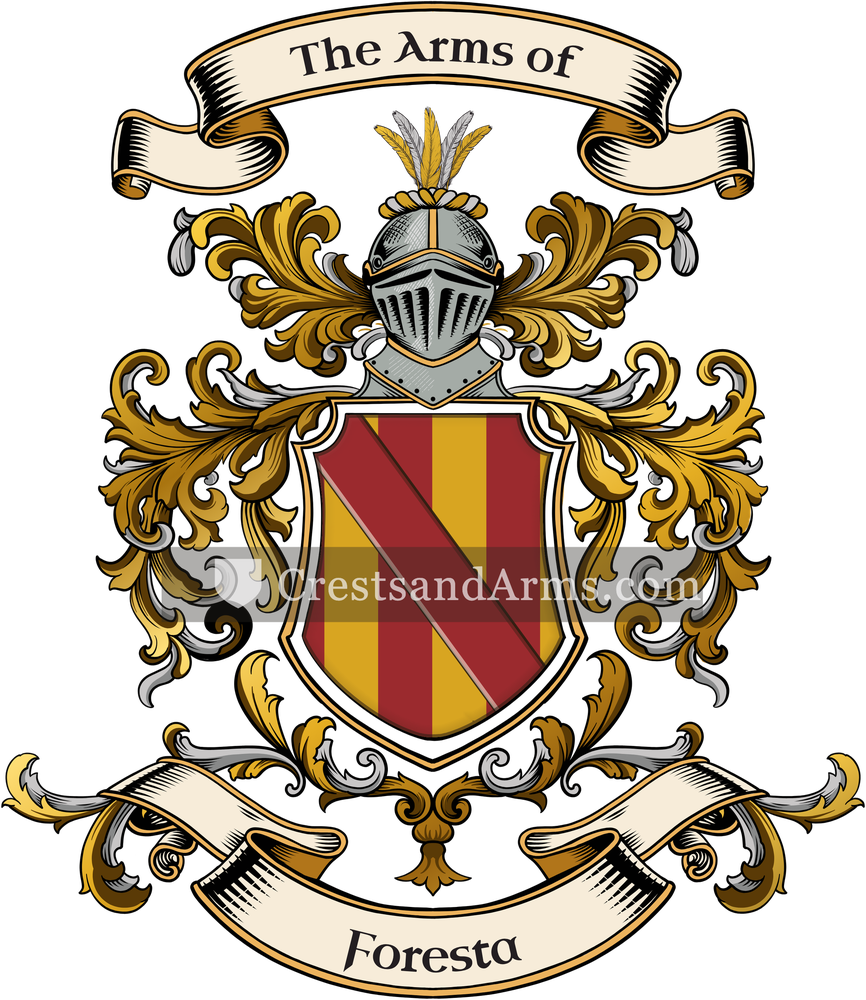 The Foresta coat of arms, drawn from the recorded blazon