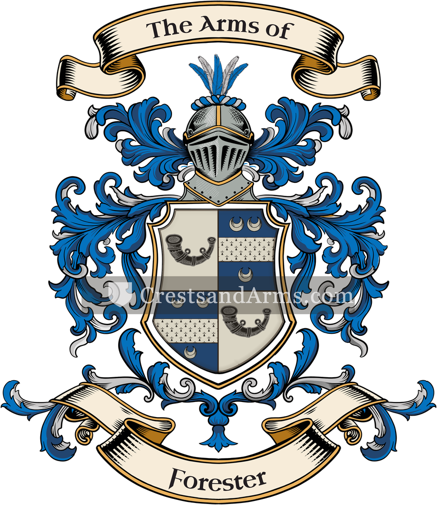 The Forester coat of arms, drawn from the recorded blazon