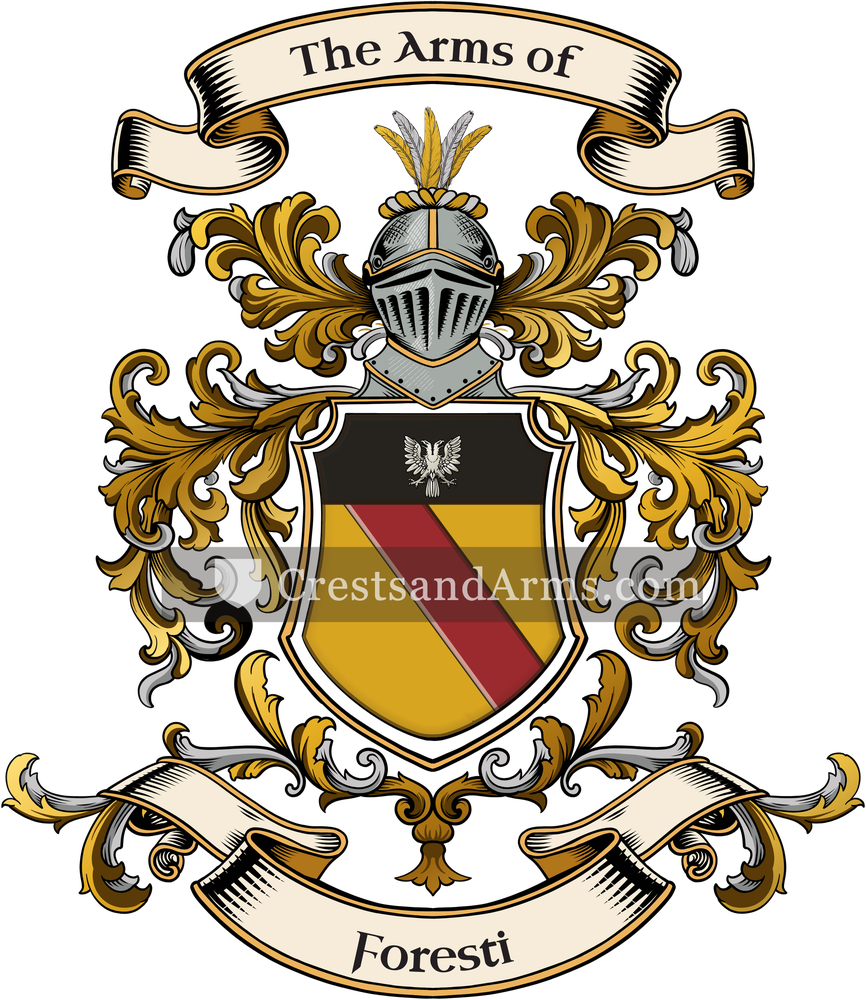 The Foresti coat of arms, drawn from the recorded blazon