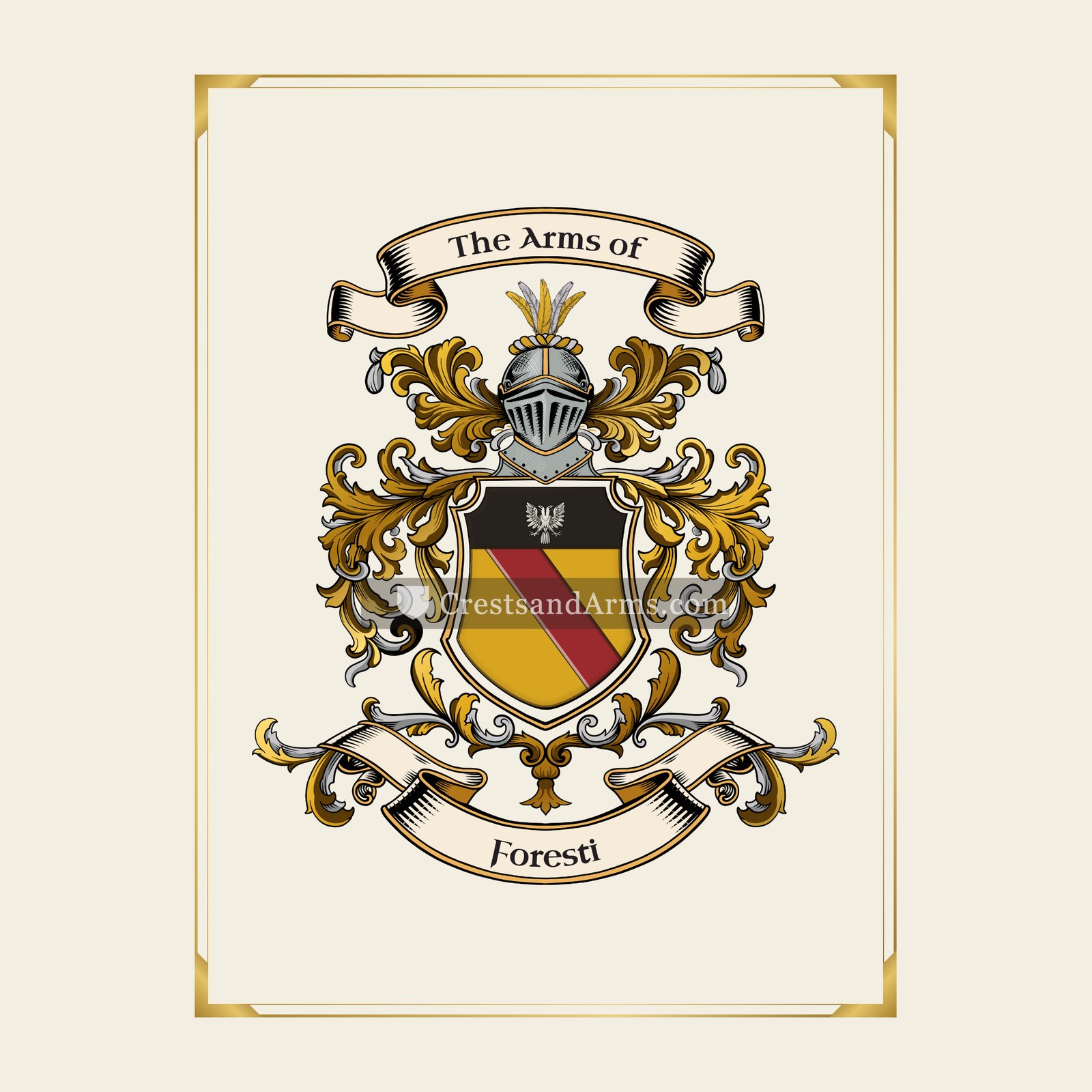 With gold border