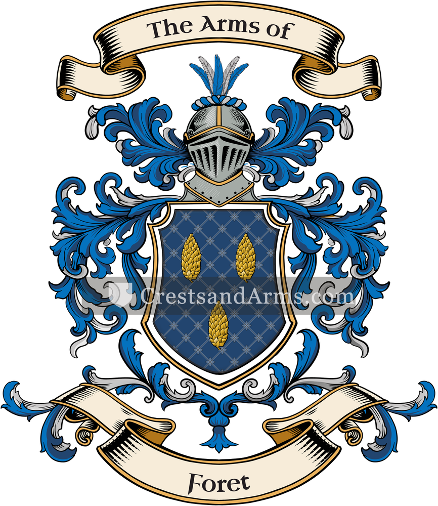 The Foret coat of arms, drawn from the recorded blazon