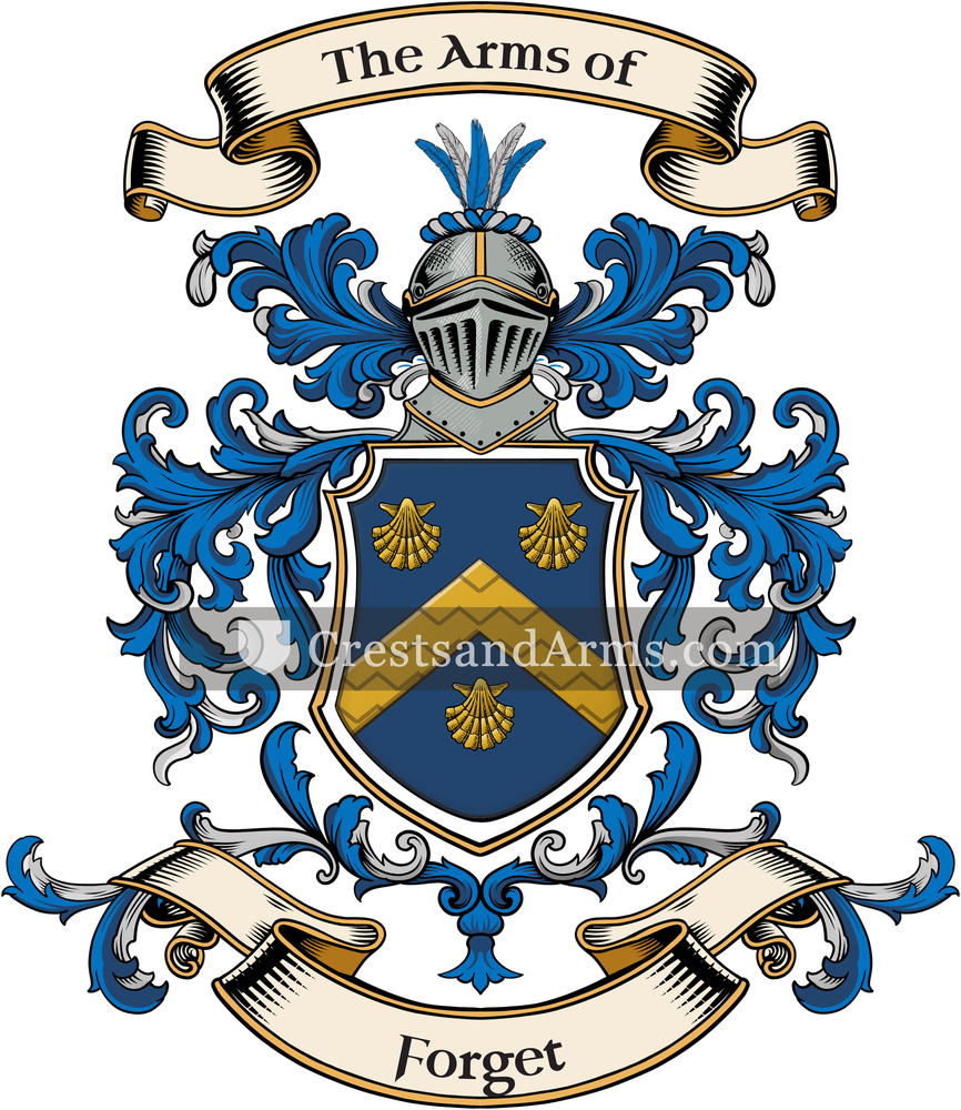 The Forget coat of arms, drawn from the recorded blazon