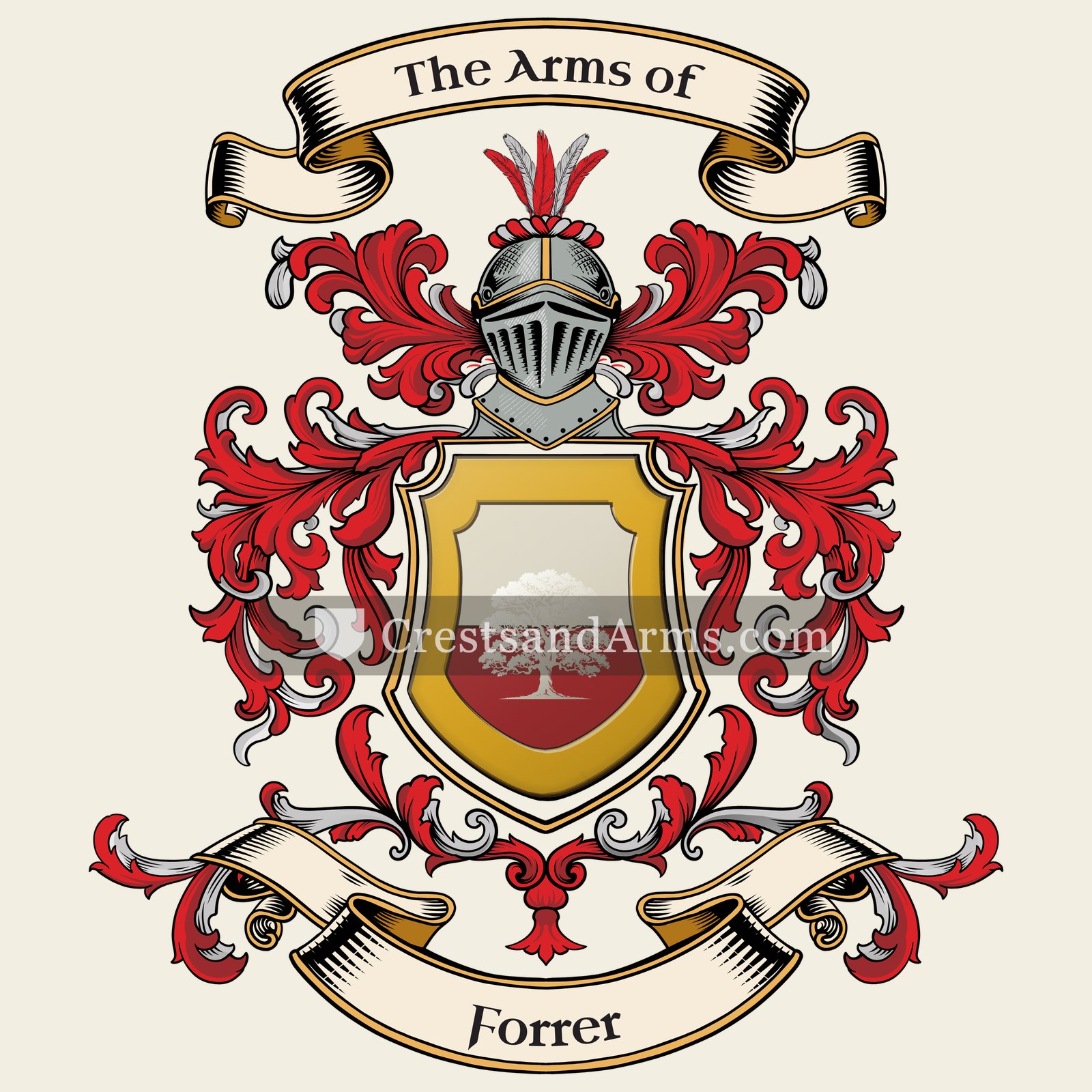 The Forrer coat of arms, drawn from the recorded blazon