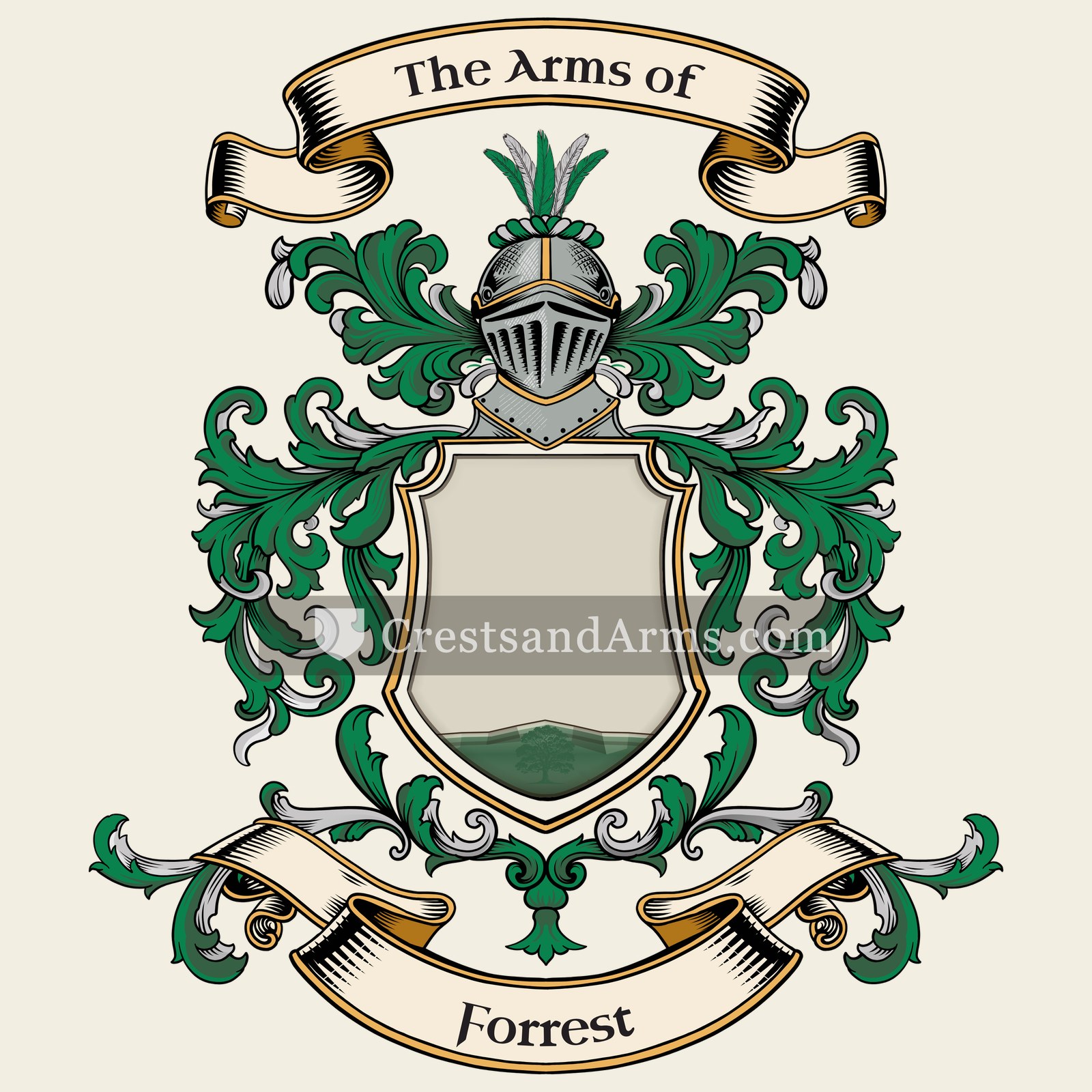 The Forrest coat of arms, drawn from the recorded blazon