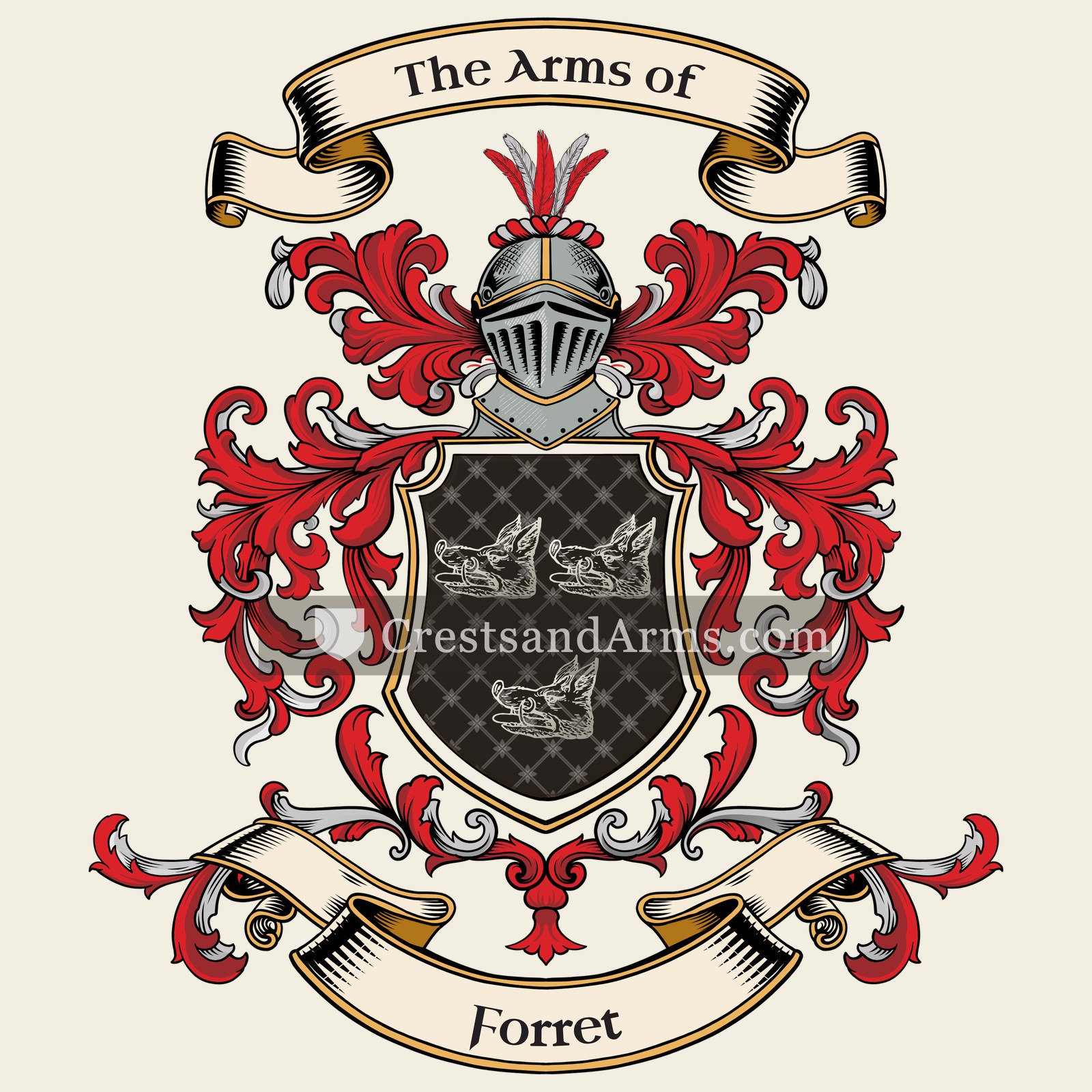 The Forret coat of arms, drawn from the recorded blazon