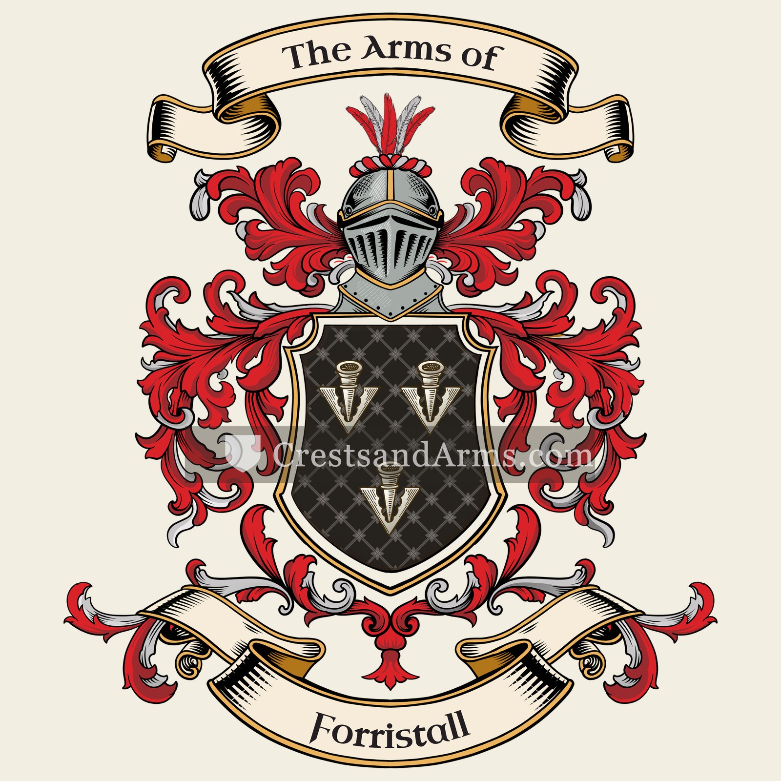 The Forristall coat of arms, drawn from the recorded blazon