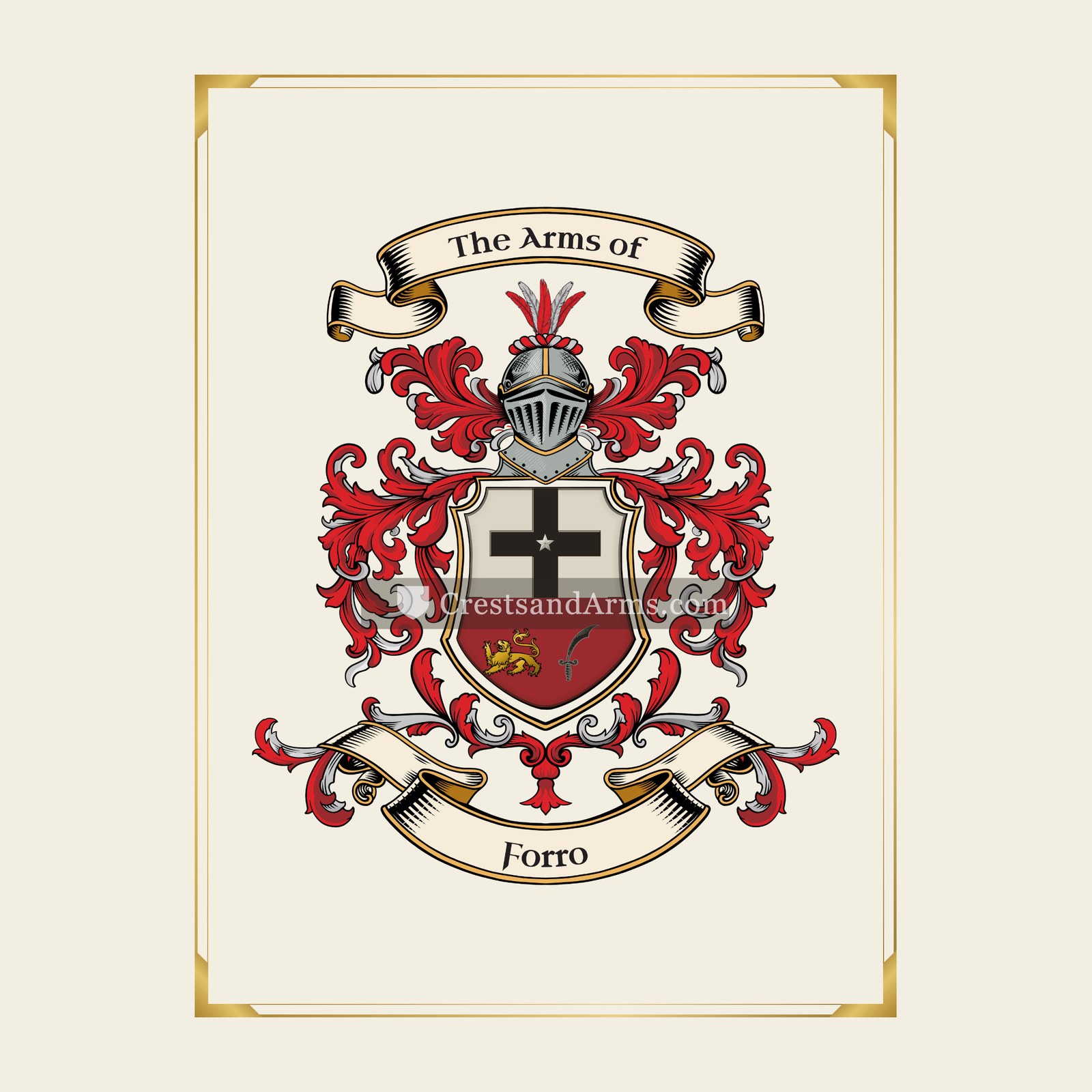 With gold border