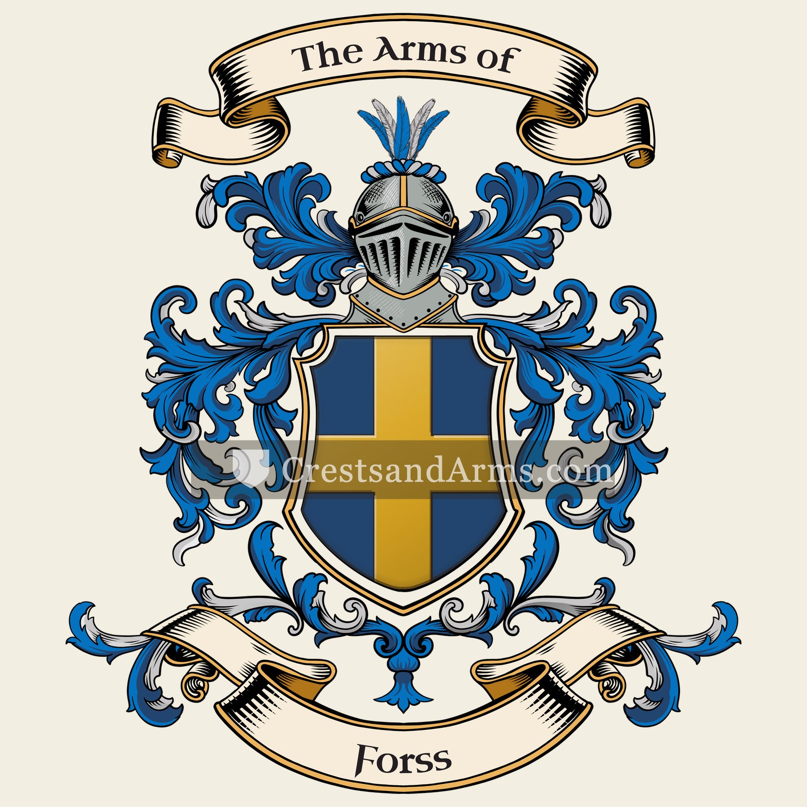 The Forss coat of arms, drawn from the recorded blazon
