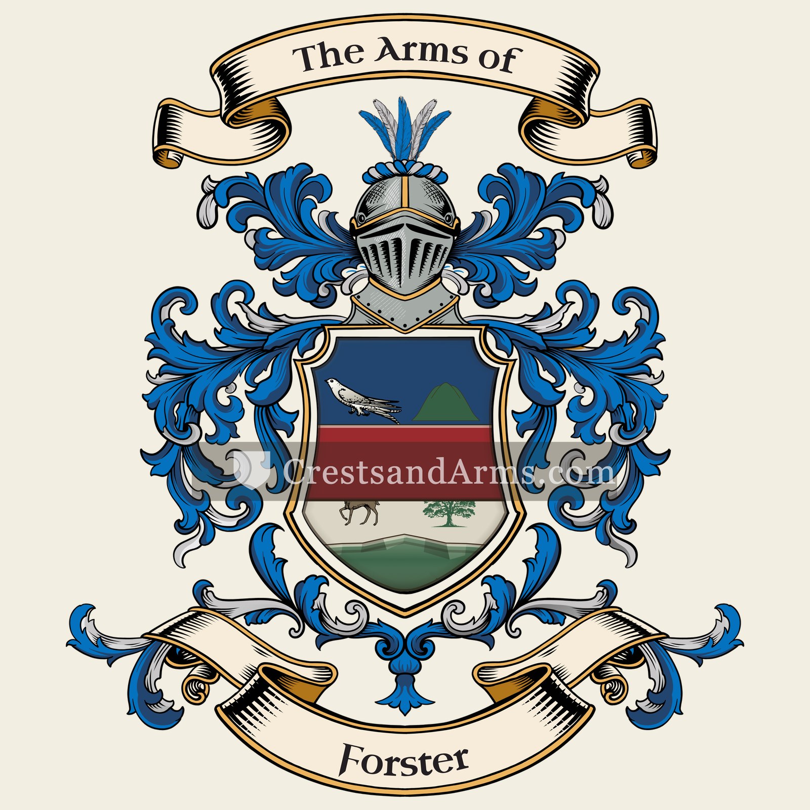 The Forster coat of arms, drawn from the recorded blazon