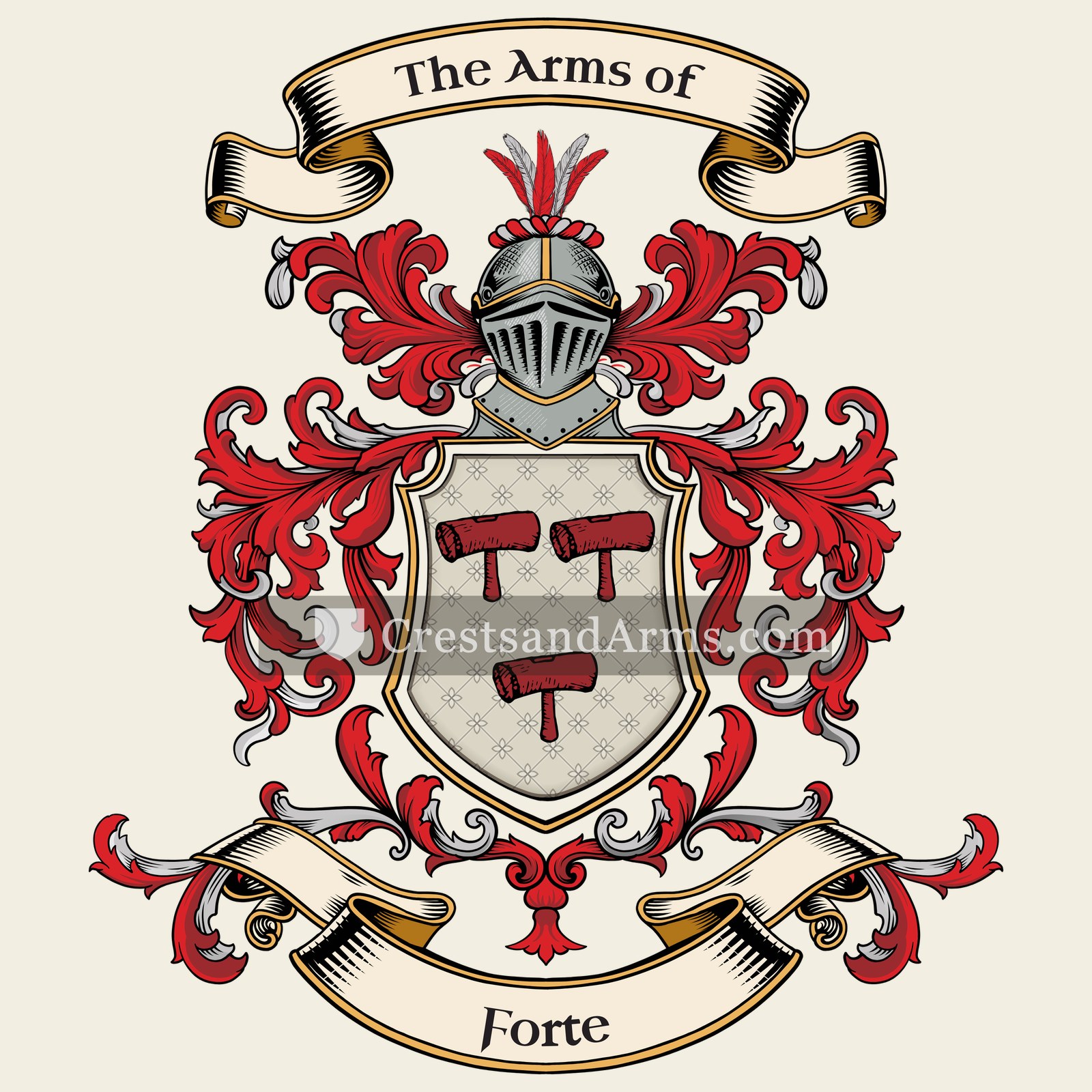 The Forte coat of arms, drawn from the recorded blazon