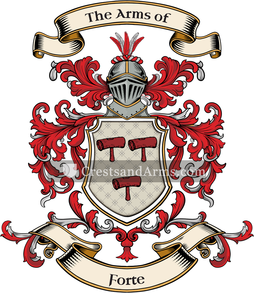 The Forte coat of arms, drawn from the recorded blazon