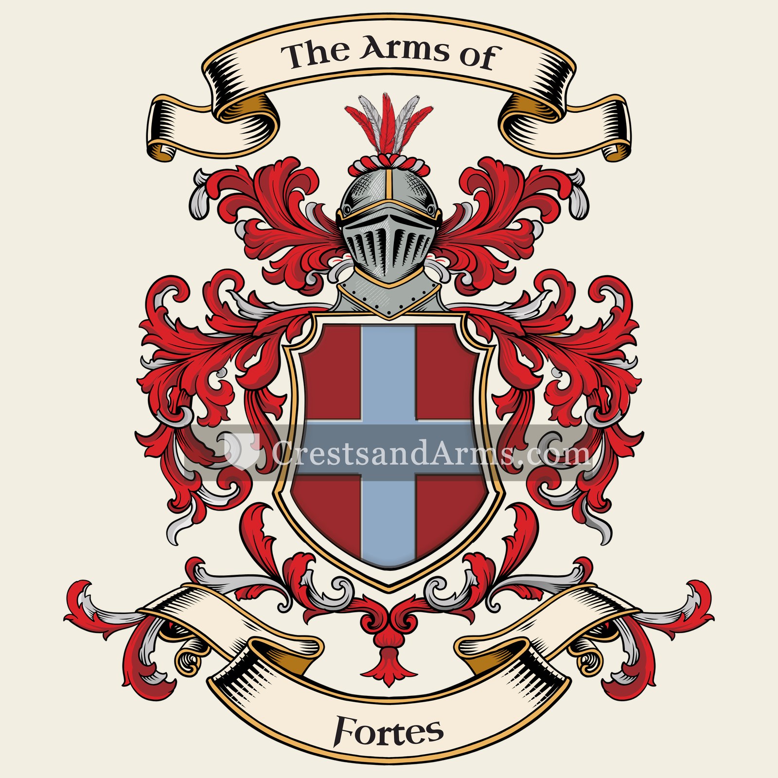 The Fortes coat of arms, drawn from the recorded blazon