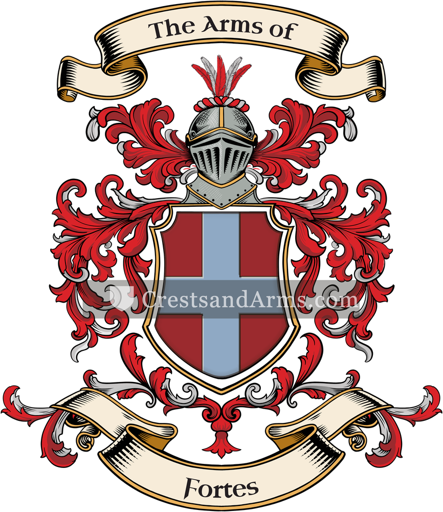 The Fortes coat of arms, drawn from the recorded blazon